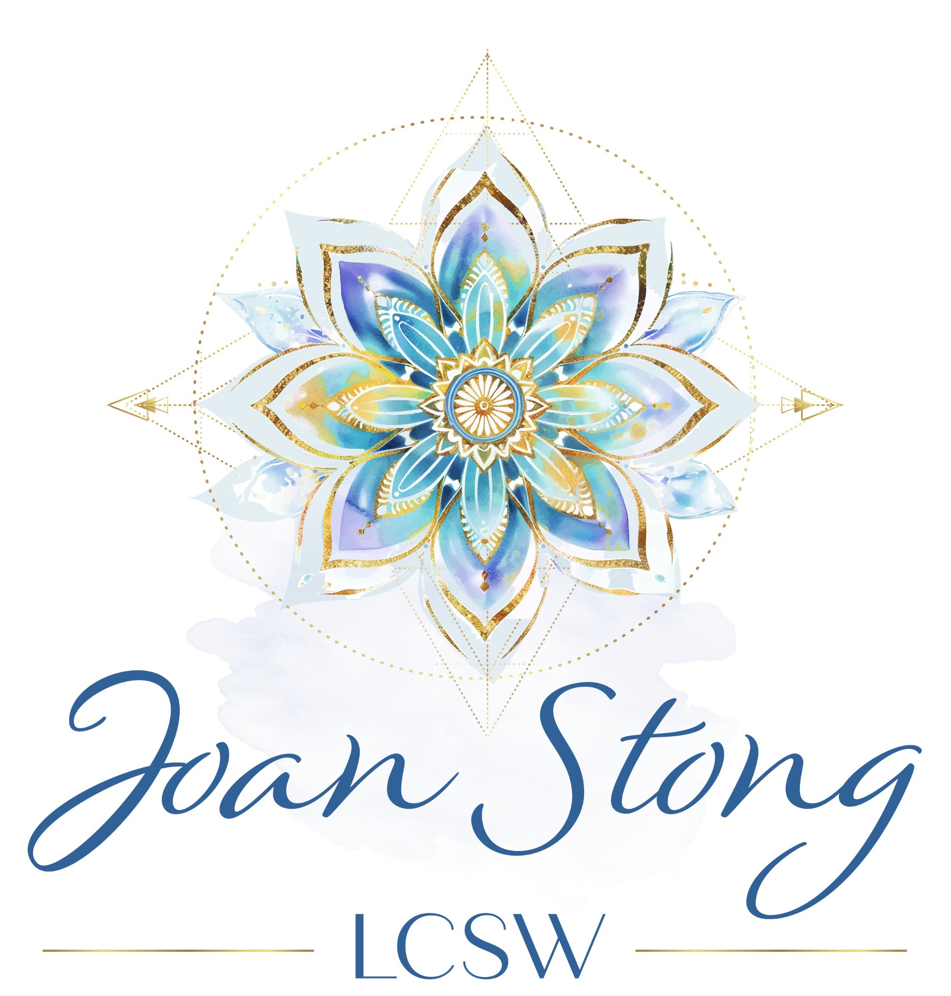 Joan Stong, LCSW watercolor flower logo